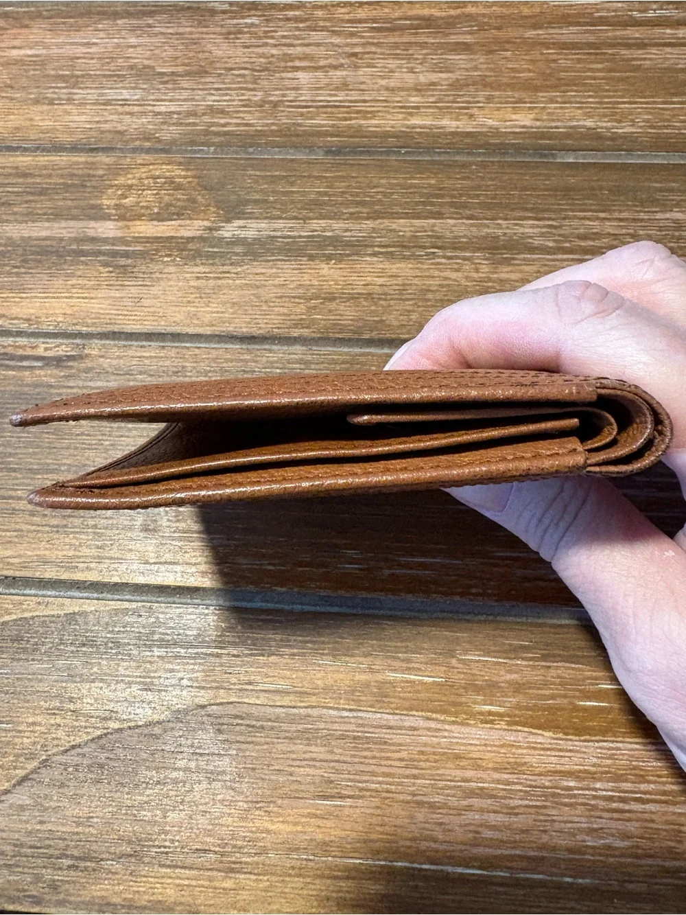 Yves Saint Laurent Pebbled Leather Card Wallet in Cognac Brown vintage